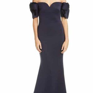Bow Sleeve Trumpet Gown, Badgley Mischka Collection, Size: 12, Color: Navy